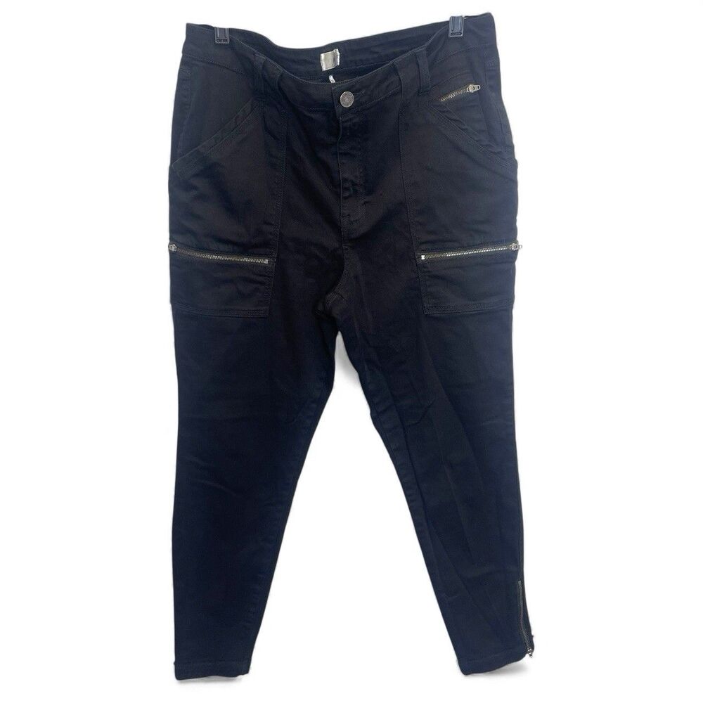 Women's Black Zip-Pocket Cargo Pants